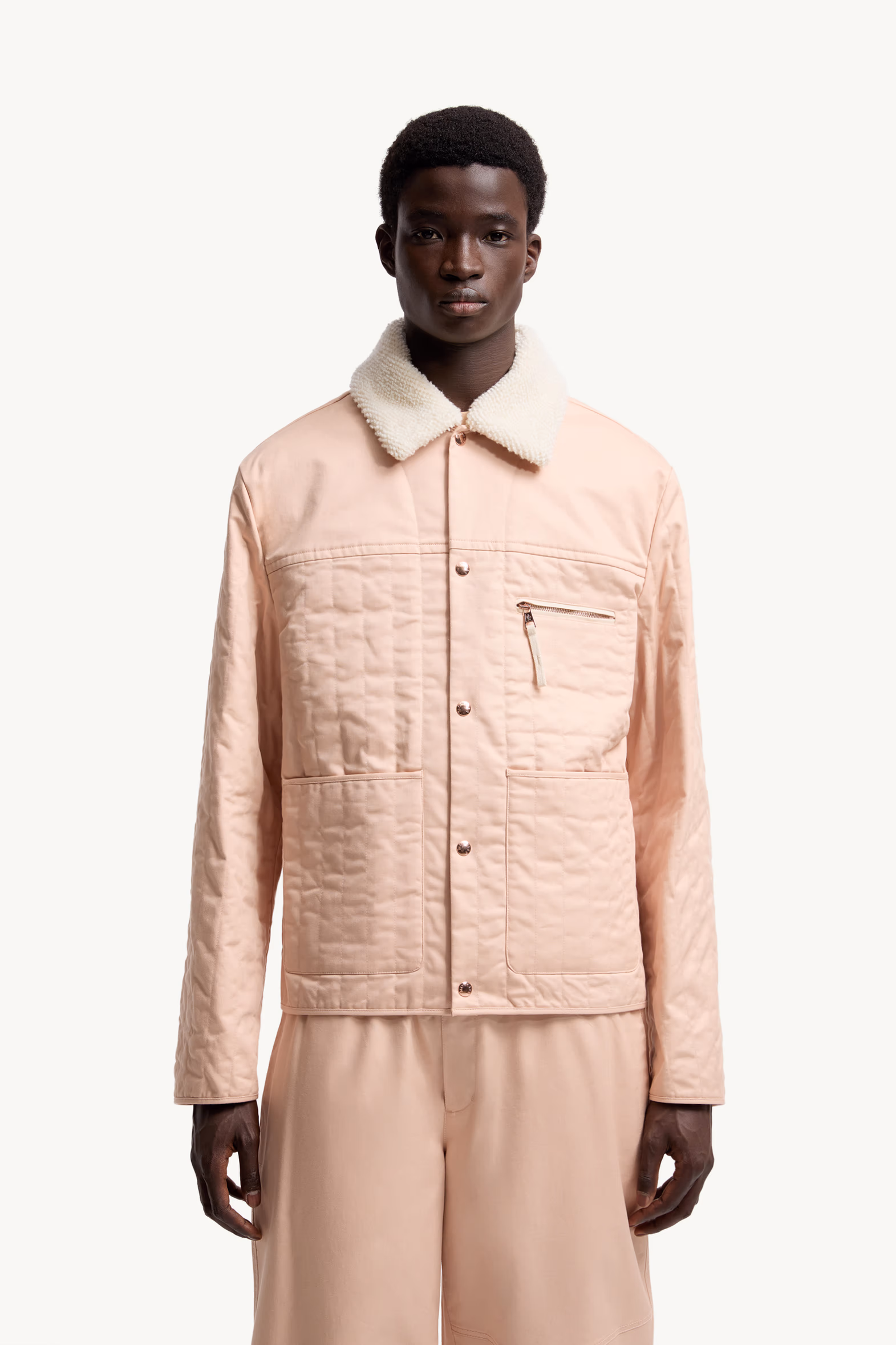 Moncler x Gilga Farm Designed by Donald Glover Kishus Padded Shirt Jacket Men Peach Pink Moncler 3